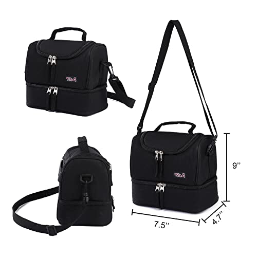 Tilami Rolling Backpack 18 inch Double Handle with Lunch Bag Wheeled Kids Backpack for Girls and Boys, Black - color: Black