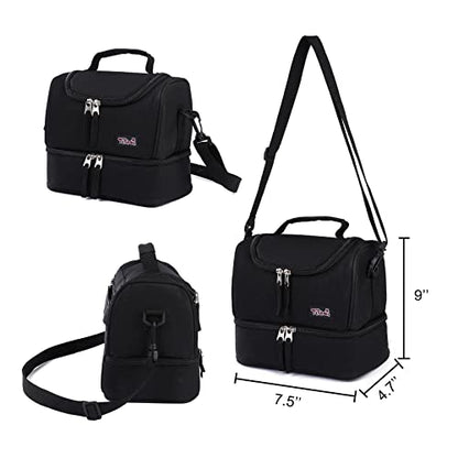 Tilami Rolling Backpack 18 inch Double Handle with Lunch Bag Wheeled Kids Backpack for Girls and Boys, Black - color: Black