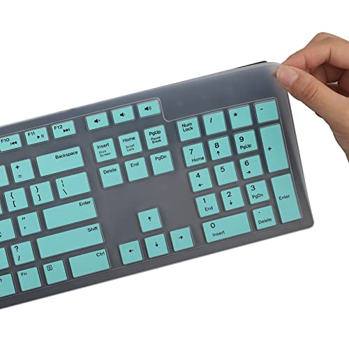 Keyboard Cover Skin for Dell KM636 KB216 KB216t KB216d KB216p Wired & Wireless Keyboard, Dell Optiplex 5250 3050 3240 5460 7450 7050, Dell Inspiron Desktop 24" 27" 5400 5490 7700 7790 3475 3670 3477 - color: Hot blue