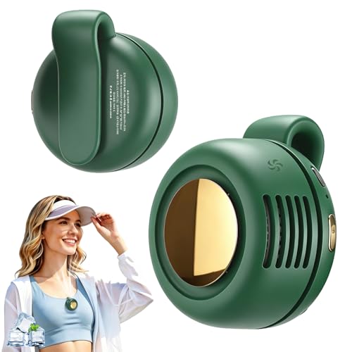 Portable Clip-On Fan, Mini Bladeless Waist Fan, 5100RPM 25dB Ultra-Quiet 3-Speed Rechargeable Small Whirlwind Fan, Hands-Free Personal Cooling for Outdoor Travel Office Camping with USB-C - color: Green