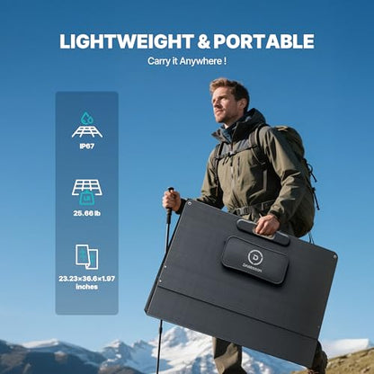 DABBSSON 2048Wh Solar Generator with 420W Solar Panel, Semi-Solid LiFePO4 Battery w/6 2200W AC Output, Compact&Lightweight, Recharge 80% in 1.5 Hr, 2000L Portable Power Station for Camping/Home/RV - style: 2000L+420W Solar Panel