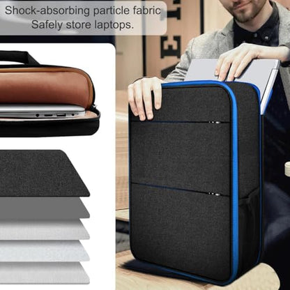 Travel Laptop Backpack with Small Case for 15-16 inch Notebooks, Slim & Expandable Computer Bag for College Business Commute for Men and Women,Black-Blue - color: Black-blue