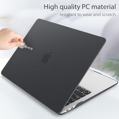 May Chen Compatible with New MacBook Air 13 inch Case 2021 2020 2019 2018 Release, Plastic Hard Shell with Keyboard Case for MacBook Air 13 inch with Retina Dispaly Fits Touch ID, Bllack - color: Black