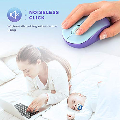 seenda Wireless Mouse, 2.4G Noiseless Mouse with USB Receiver Portable Computer Mice for PC, Tablet, Laptop, Notebook Chromebook - Gradient Purple - color: Gradient Purple