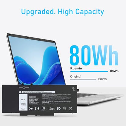 Upgraded 80Wh 3HWPP Battery for Dell Inspiron 7500 7506 2-in-1 Black | Fit for Latitude 5410 5510 5401 5501 5411 5511, Precision 3541 3551, 03HWPP 10X1J N2NLL, and More - size: 9.38*4.13*0.25inch 3HWPP