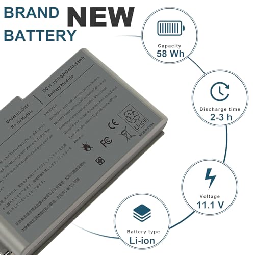 Fancy Buying Latitude D600 Laptop Battery for Dell Latitude D505 D610 D520 D500 D510 D530 / 600M, fits P/N C1295 6Y270 3R305-12 Months Warranty (6 Cells 11.1V 5200mAh) - size: 7.28*2.72*0.94inch D600