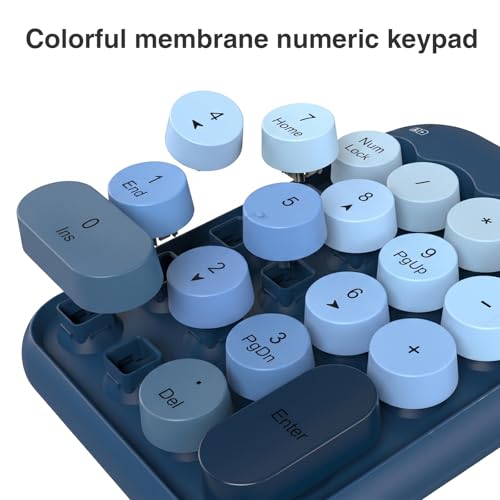 Lomiluskr Cute Wireless Numeric Keypad with 2.4G USB Receiver, Colorful Round Keycaps, Portable Financial Accounting Numpad Number Keyboard, Suitable for PC, Laptop (Blue Gradient) - color: Blue Gradient