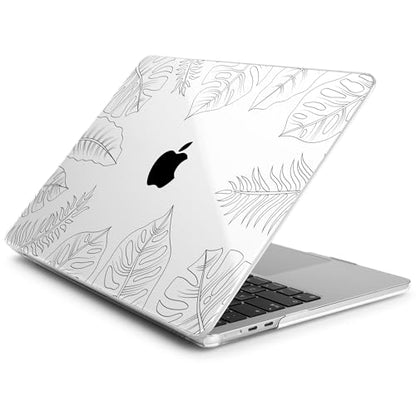 Batianda LumiArt Case for MacBook Air 13.6" M2-M5 Chip, Tropical Line | 4-in-1 set with tropical leaf line art design, ultra slim hard shell protection for minimal, office and nature users - color: Tropical Line Art