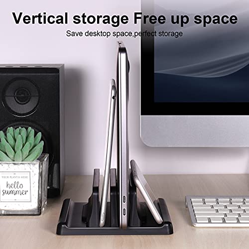 EAXBUX 4 in 1 Vertical Laptop Stand Holder,Adjustable ABS Plastic Desktop Notebook Dock,Vertical Laptop Stand Space-Saving for All MacBook/Surface/Samsung/HP/Dell/Chrome Book - size: 2-Slot