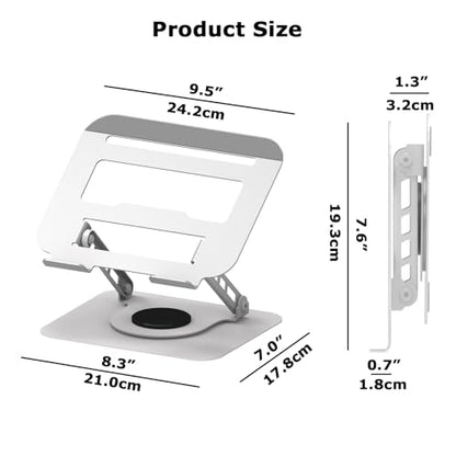 Adjustable Laptop Stand, 360 Rotating Computer Riser, Stable Base Stand Holder for MacBook Pro/Air Notebook up to 16 Inches, Silver - color: Silver