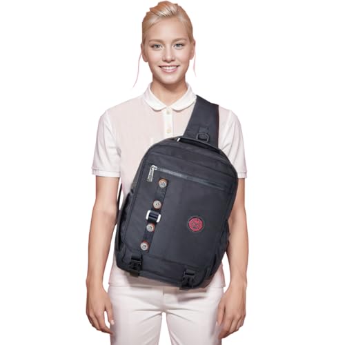 Large Sling Bag Laptop Backpack Cross Body Messenger Bag Shoulder Travel Rucksack (C- Black) - color: C- Black