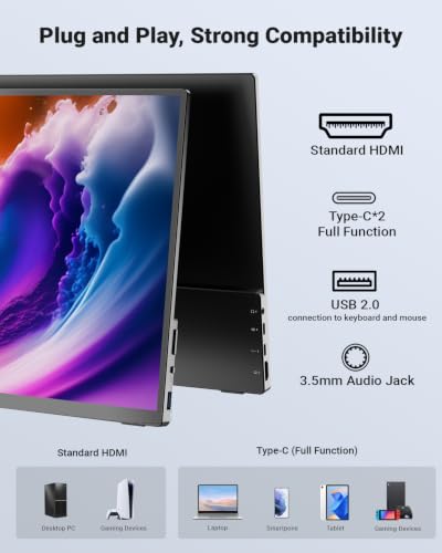 MINIX 16 inch Portable Monitor Touchscreen FHD 1200P IPS Display Travel Monitor with Stand/Speaker, Low Blue Light Screen, USB-C HDMI Touch Screen Extended Monitor for Laptop MacBook PC Xbox PS4/5 - size: 16 inch