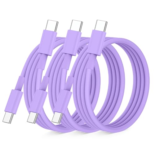 Essri USB C to USB C Cable 3FT for Apple iPhone 16 15 Charger Cord,3 Pack 60W C to C Cable Fast Charging Wire for iPhone 16 15 Pro Plus Pro Max iPad Pro/Air MacBook Pro/Air,for Galaxy S24 S23 -Purple - color: Purple, size: 3Pack 3Feet 60W