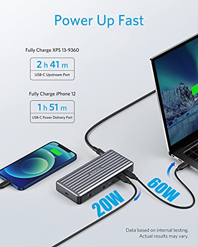 Anker USB-C Docking Station, PowerExpand 9-in-1 USB-C PD Dock for Laptops | 60W Charging for Laptop, 20W Charging for Peripherals, 4K HDMI and DisplayPort, 5Gbps Max Transfer, Ethernet, 3.5 mm Audio