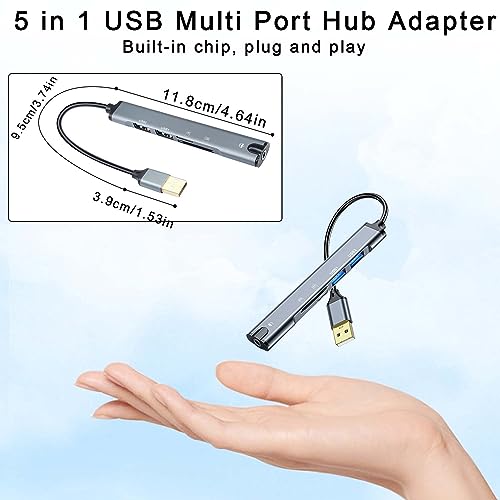 QIANRENON 5 in 1 USB Docking Station Hub USB 2.0 to USB 2.0 TRRS 3.5mm Audio TF/SD Card Reader Multi Function Port Replicator Adapter, for Laptop TF/SD Memory Card ISO 4 Pole Headphone