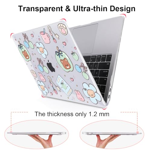 for MacBook Air 13 inch Case M1 A2337 A2179 A1932 2018-2021 Release|Pattern Plastic Hard Shell Case & Keyboard Cover & Screen Protector, Cute Little Bear - color: Cute Little Bear
