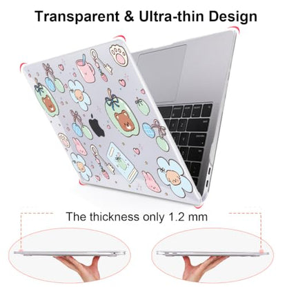 for MacBook Air 13 inch Case M1 A2337 A2179 A1932 2018-2021 Release|Pattern Plastic Hard Shell Case & Keyboard Cover & Screen Protector, Cute Little Bear - color: Cute Little Bear
