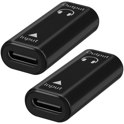 [2 Pack USB C to 3.5mm Headphone Jack Adapter, Type C Female to 3.5mm Female Digital Aux Audio Converter with DAC for PC, Tablet, Laptop, Microphone, Speaker