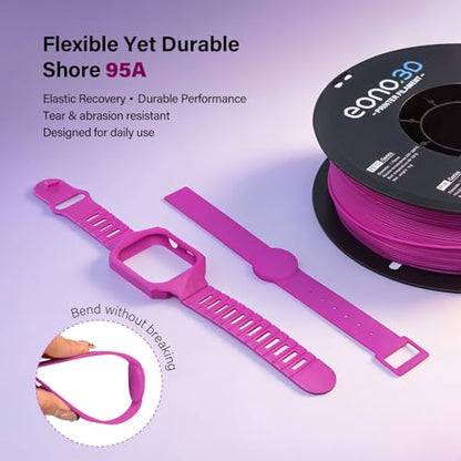 Matte TPU Filament 1.75mm, 1kg - Shore 95A Flexible & Durable TPU, Matte Purple, Low-Gloss Matte Finish, Minimal Layer Lines, for Phone Cases, Wearables & Functional Parts - color: Matte Purple Tpu