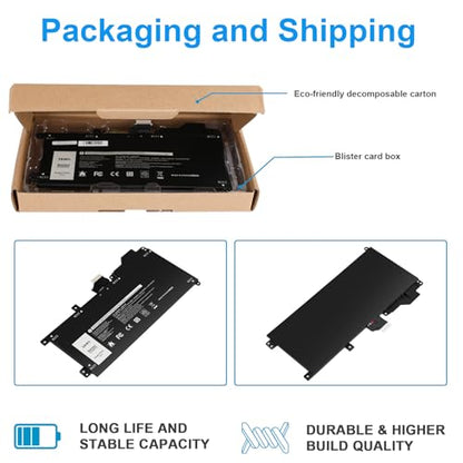 TREE.NB 38Wh 1FKCC Laptop Battery Compatible with Dell Latitude 7200 7210 2-in-1 Series T04J T04J001 T04J002 T5H6P 09NTKM 9NTKM 0D9J00 D9J00 0KWWW4 KWWW4 - size: 7.83x3.82x0.18inch 1FKCC