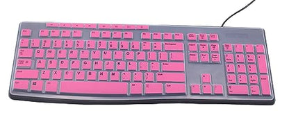 Ultra Thin Desktop PC Silicone Keyboard Cover Skin Protector Compatible for Logitech MK295 MK275 MK270 Wireless Keyboard, Logitech K200 K260 K270 MK200 MK260 Keyboard - Pink - color: Pink