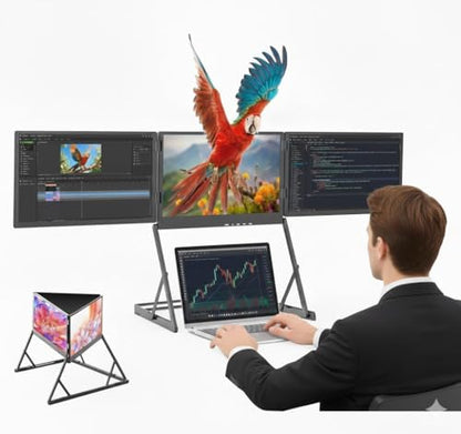 15.6'' Laptop Screen Extender Monitor Portable, Quad Monitor, Just 1 Cable for 3 Screens, FHD 1080P IPS Laptop Extender Compatible with Wins/Mac for 13.6" - 17.3" Laptops - size: 15.6"