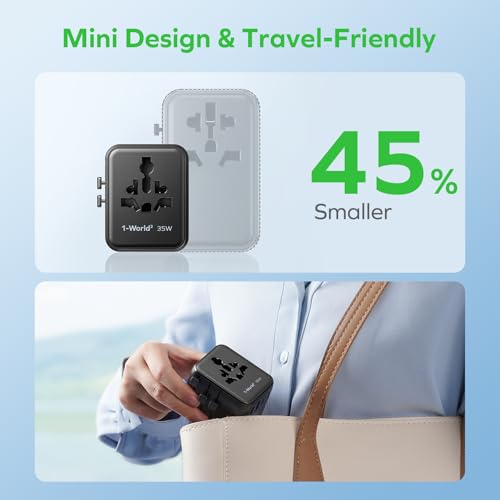 MOMAX Universal Travel Adapter 7-in-1, All-in-one European Travel Plug Adapter with 3 USB-C PD & 2 USB-A QC & 2AC, International Power Adapter Outlet for Travel UK/EU/AUS/JP, Travel Essentials(Black) - color: Black, size: 35W