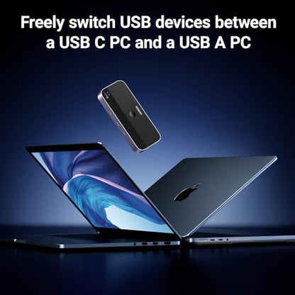 UGREEN USB Switch A & C Input for Computers - Share 4 Ports, Switcher Selector for PC, Laptop, Keyboard, Mouse, Webcam, Microphone - Adapter With 2 USB-C Data Cables and Remote