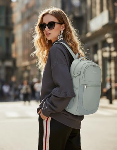 ECOHUB Travel Backpack for Women, 17.3 inch Suspended Laptop Backpack, Fashion Water-Resistant 28L Personal Item Bag with 12 Pockets for Causal, Work, Green - color: Green