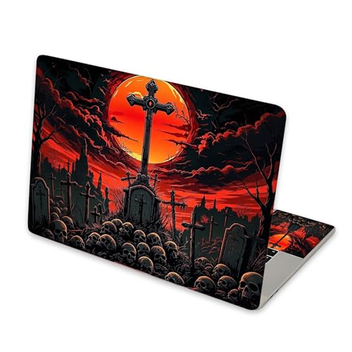 Universal Laptop Skin Sticker for 12/13/14/15.6 Inch Laptops, Reusable Vinyl Laptop Decal Cover, Waterproof Scratch Resistant Notebook Skin with 2 Wrist Pads,Crossed Skulls - color: Crossed Skulls