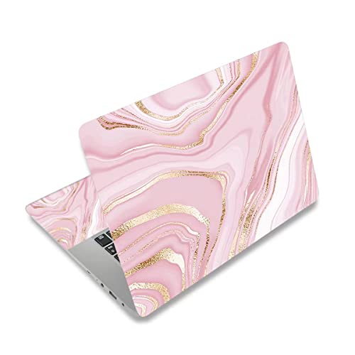 Pink River Vinyl Laptop Sticker, Waterproof Reusable Decal for Notebook PC, Cartoon Art Protector-Fits 12-15.6 inch - color: Pink Gold Marble