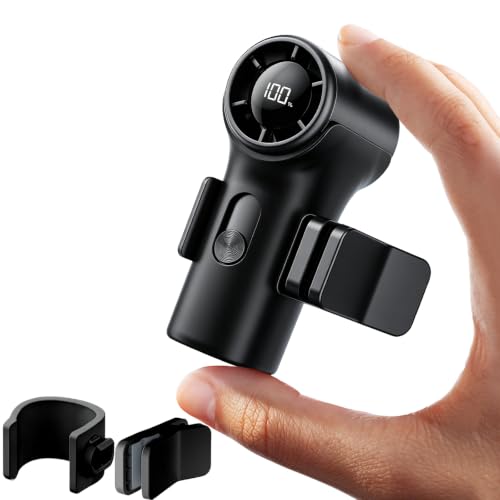 Mini Portable Clip on Fan,100 Speeds 18000 RPM High Velocity Personal Fans with LED Display,USB Rechargeable Small Handheld Fan with Lanyard for Travel,Indoor,Outdoor (Black) - color: Black