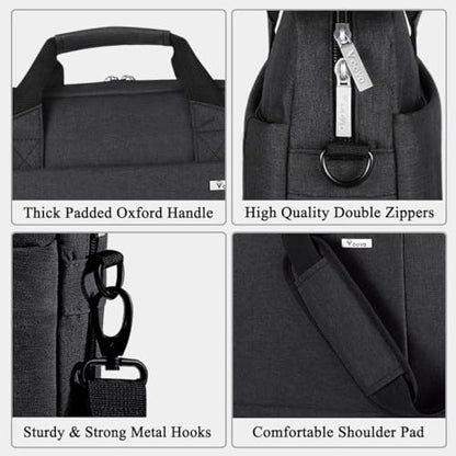 Voova 15.6-15 Inch Laptop Bag, Computer Bag, MacBook Bag, Black | Expandable splash-proof laptop messenger bag with removable strap; fits notebooks, MacBook, HP, Dell, Lenovo and Asus - color: Black, size: 14-15.6 Inch