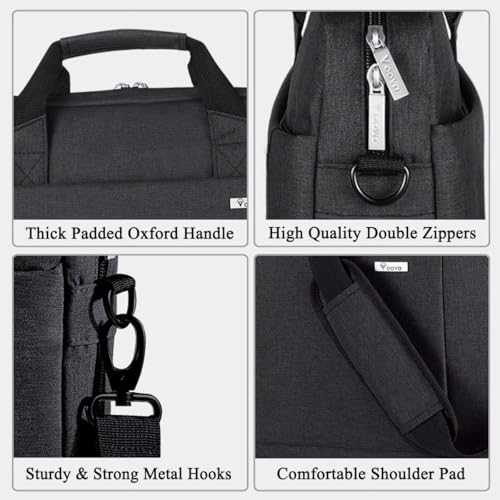 Voova 15.6-15 Inch Laptop Bag, Computer Bag, MacBook Bag, Black | Expandable splash-proof laptop messenger bag with removable strap; fits notebooks, MacBook, HP, Dell, Lenovo and Asus - color: Black, size: 14-15.6 Inch