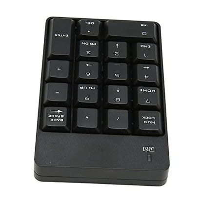 Numeric Keypad, 18 Key Wireless USB Number Pad with Low Noise Design and Comfortable Tilt Angle, for Laptop Desktop PC OS X (Black) - color: Black