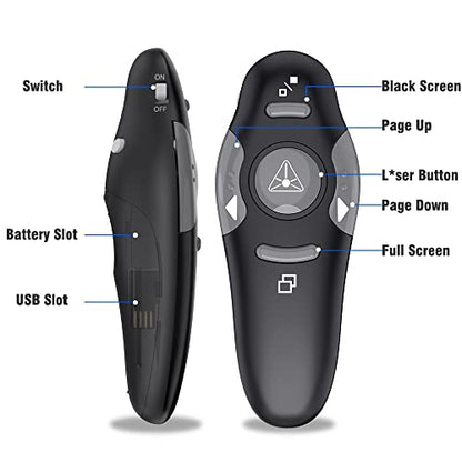 Presentation Remote Clicker, USB A & USB C Wireless Presenter for PowerPoint Presentation Remote, RF 2.4GHz Slide Advancer for Mac, Keynote, Computer, Laptop - style: Classic