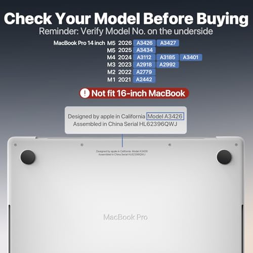 Soonjet TravelArmor for MacBook Pro 14 inch Case M5 M4 M3 M2 M1 2026-2021 | Anti Crack, 360° Protection, Thin & Light, Fingerprint & Scratch Resistant, Protective Hard Shell Cover, Matte Blue Clear - color: Midnight Clear