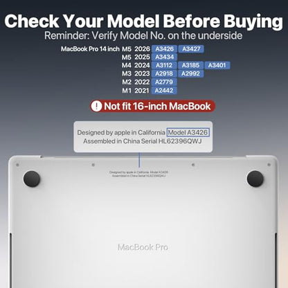 Soonjet TravelArmor for MacBook Pro 14 inch Case M5 M4 M3 M2 M1 2026-2021 | Anti Crack, 360° Protection, Thin & Light, Fingerprint & Scratch Resistant, Protective Hard Shell Cover, Matte Blue Clear - color: Midnight Clear