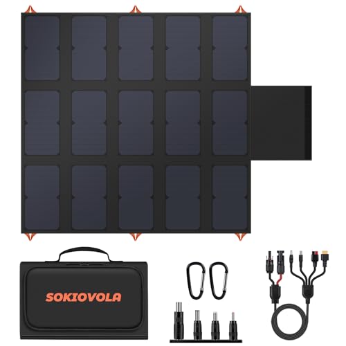 SOKIOVOLA 100W Portable Foldable Solar Panel 20V Portable Solar Charger with QC3.0 USB-A & Type-C Output IP68 Waterproof for Cell Phones Camera Outdoor Camping RV Hiking Travel Small Power Station - color: 100 Orange-F