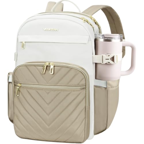 VANKEAN Laptop Backpack for Women (BEIGE-KHAKI, 15.6 Inch) - color: Beige-khaki, size: 15.6 Inch