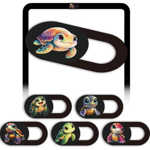 6Pcs 6 Styles Camera Cover Slide Cute 0.04 Inch Ultra Thin Webcam Cover for Mini PC Phone Laptop Desktop Tablet Sea Turtle Plastic Durable Privacy Protectors Accessories for Home Work Use - color: Sea Turtle