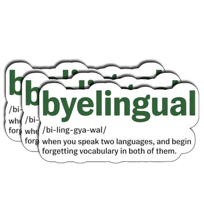 Byelingual (3Pcs) Funny Sarcastic Vinyl Die-Cut Waterproof Stickers for Laptop Water Bottle Phone Case Tumbler Kindle Hard Hat Quote Decal Gifts Size 1.6"x 3" - color: Byelingual