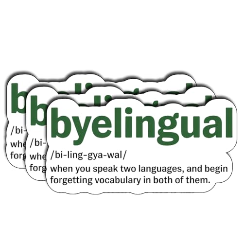 Byelingual (3Pcs) Funny Sarcastic Vinyl Die-Cut Waterproof Stickers for Laptop Water Bottle Phone Case Tumbler Kindle Hard Hat Quote Decal Gifts Size 1.6"x 3" - color: Byelingual