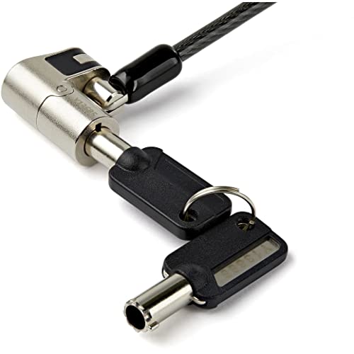 StarTech 6.6ft (2m) 3-in-1 Universal Laptop Cable Lock, TAA, Nano Wedge | Keyed Laptop/Desktop Security Cable Lock Compatible with K-Slot, Anti-Theft Steel Cable Lock with Keys, Computer