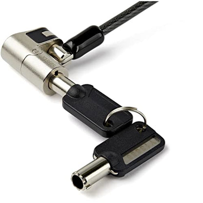 StarTech 6.6ft (2m) 3-in-1 Universal Laptop Cable Lock, TAA, Nano Wedge | Keyed Laptop/Desktop Security Cable Lock Compatible with K-Slot, Anti-Theft Steel Cable Lock with Keys, Computer