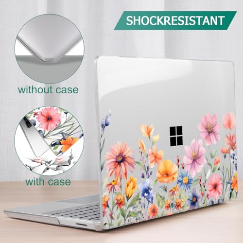 Mektron Surface Laptop Go 12.4 inch Case Compatible with Go 3/2/1 Microsoft Surface Laptop 12.4" Cover 2023-2020 Releases Model 1943/2013 Plastic Hard Shell Case with Screen Protector, Floral P165 - color: Floral P165