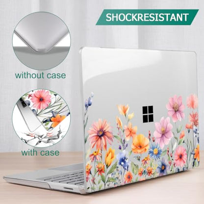 Mektron Surface Laptop Go 12.4 inch Case Compatible with Go 3/2/1 Microsoft Surface Laptop 12.4" Cover 2023-2020 Releases Model 1943/2013 Plastic Hard Shell Case with Screen Protector, Floral P165 - color: Floral P165