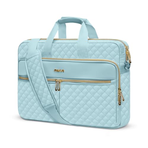 MOSISO 15-16 inch Laptop Bag, Laptop Briefcase Messenger | Compatible with MacBook Pro 16/Air 15, Square Quilted Computer Bag Work Office Business with 3 Pockets&Strap, Ice Blue - color: Ice Blue, size: 16 inch