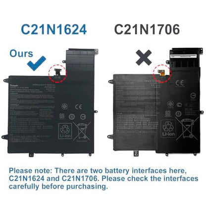 C21N1624 Laptop Battery Replacement for Asus Q325U Q325UA Q325UAR ZenBook Flip S UX370UA 1A 1B C4061T C4072T C4093T Series Notebook 0B200-02420000 7.7V 39Wh 5070mAh