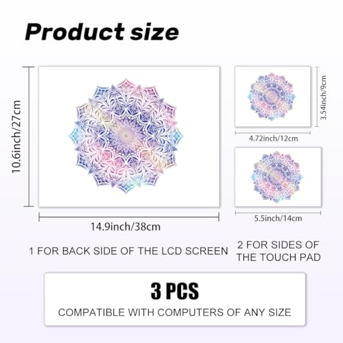 Mandalas Laptop Skin Sticker Decal PVC Vinyl Sticker Notebook PC Protector Waterproof Scratch Resistant Laptop Skin for 12.1 13 13.3 13.6 14 15 15.3 16 Inch Bohemian Style Blue Purple - color: Blue Purple Bohemian